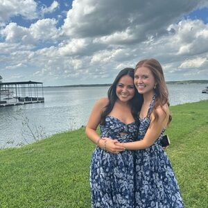 Lulu's Navy Floral Halter Dress